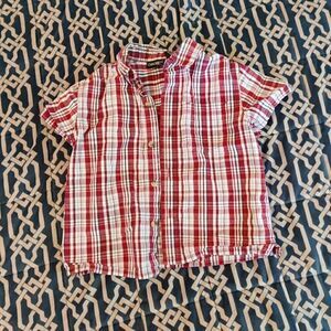 CHEROKEE 5t red and white plaid button down